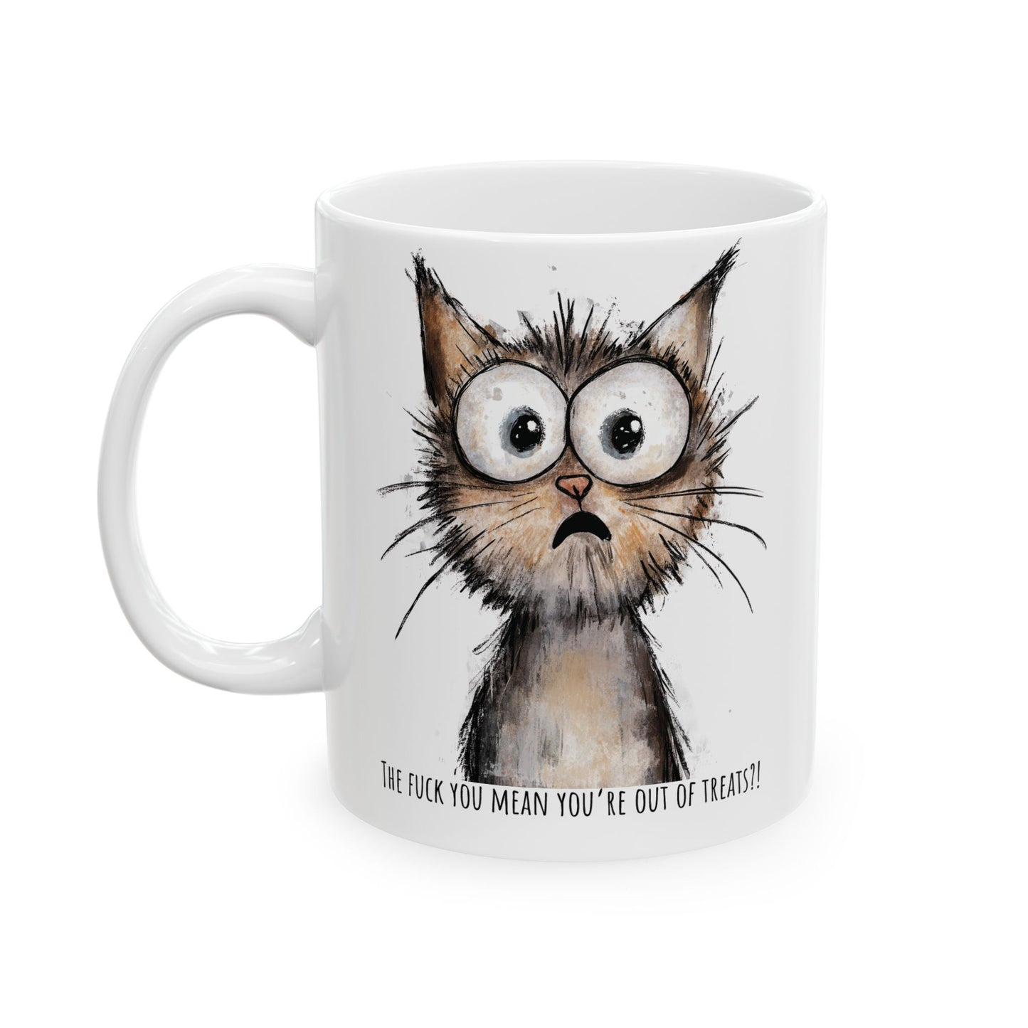 Funny Ceramic Mug - Shocked Cat The F*ck You Mean (11oz, 15oz)