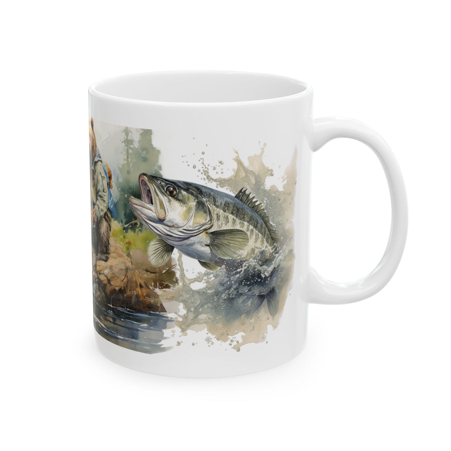 Bear Fishing Coffee Mug - Wildlife Nature Gift - Ceramic Tea Cup