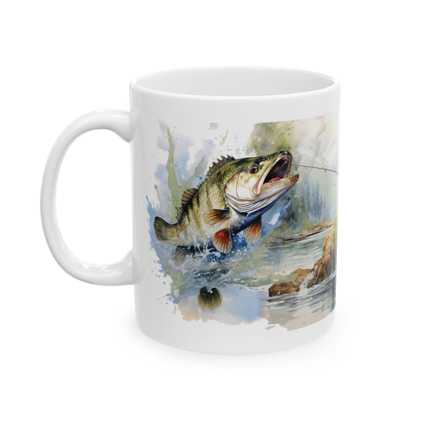 Bear Fishing Coffee Mug - Wildlife Nature Gift - Ceramic Tea Cup