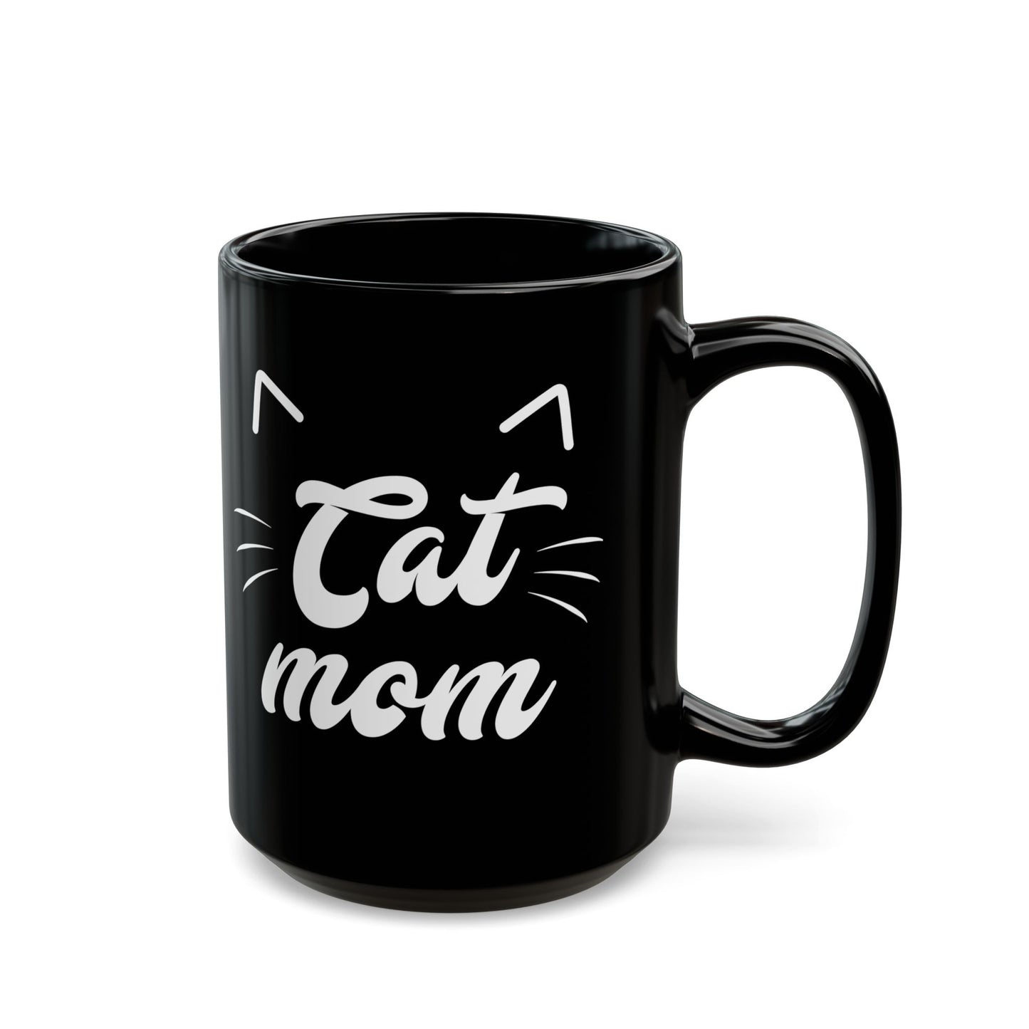 Cute Cat Mom Mug - Black Ceramic Coffee Cup