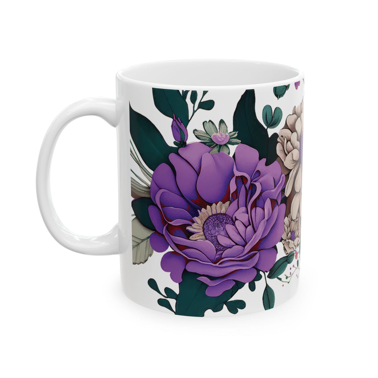 Floral Elegance Ceramic Mug - Purple Flower Design for All Occasions