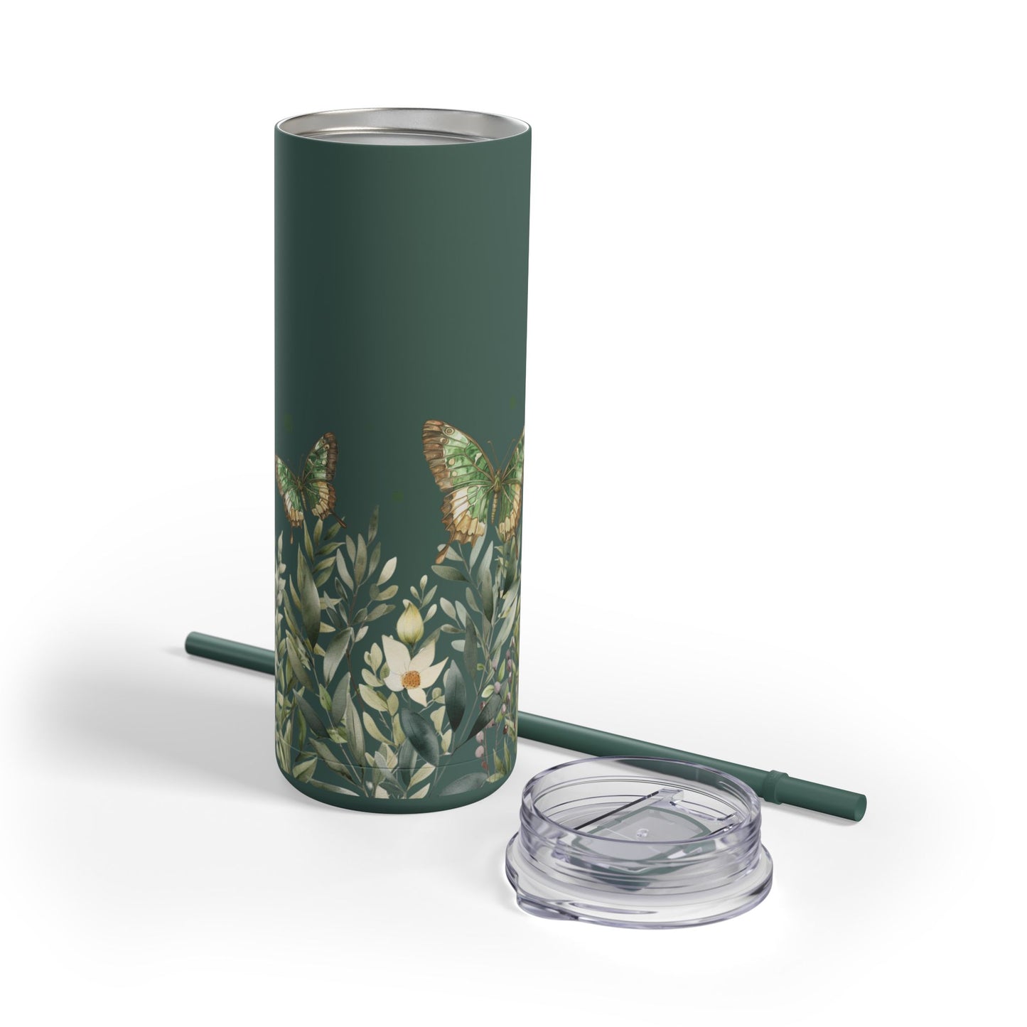 Butterfly Garden Skinny Matte Tumbler | 20oz Travel Mug for Nature Lovers