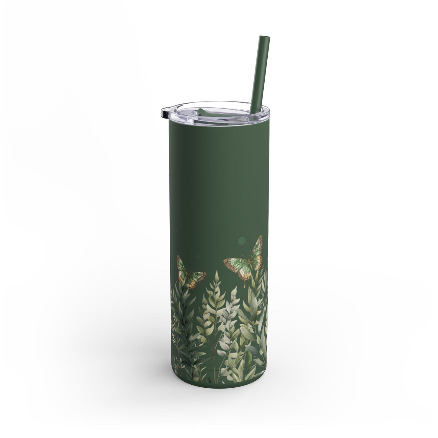 Butterfly Garden Skinny Matte Tumbler | 20oz Travel Mug for Nature Lovers