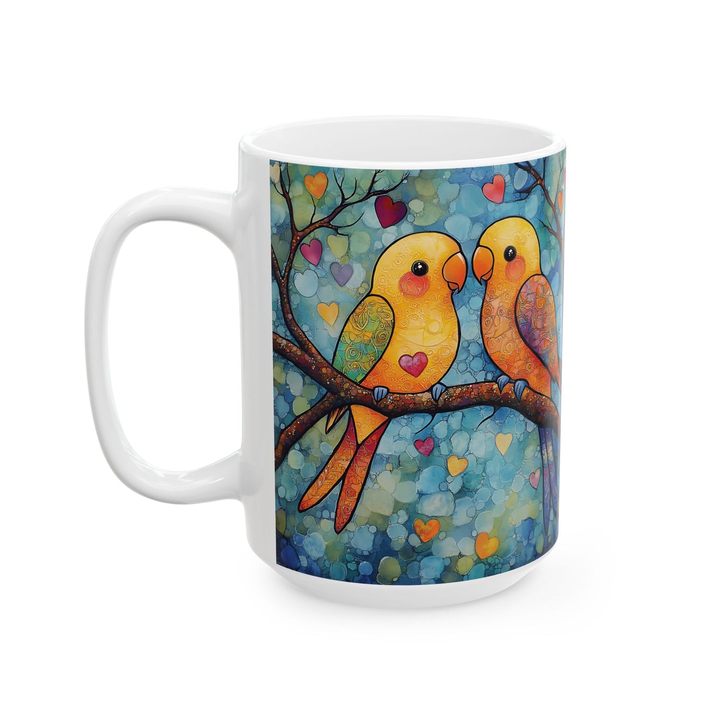 Parakeet Lovebirds Mug –  Ceramic Coffee Cup (11oz, 15oz) Bird Lover Gift