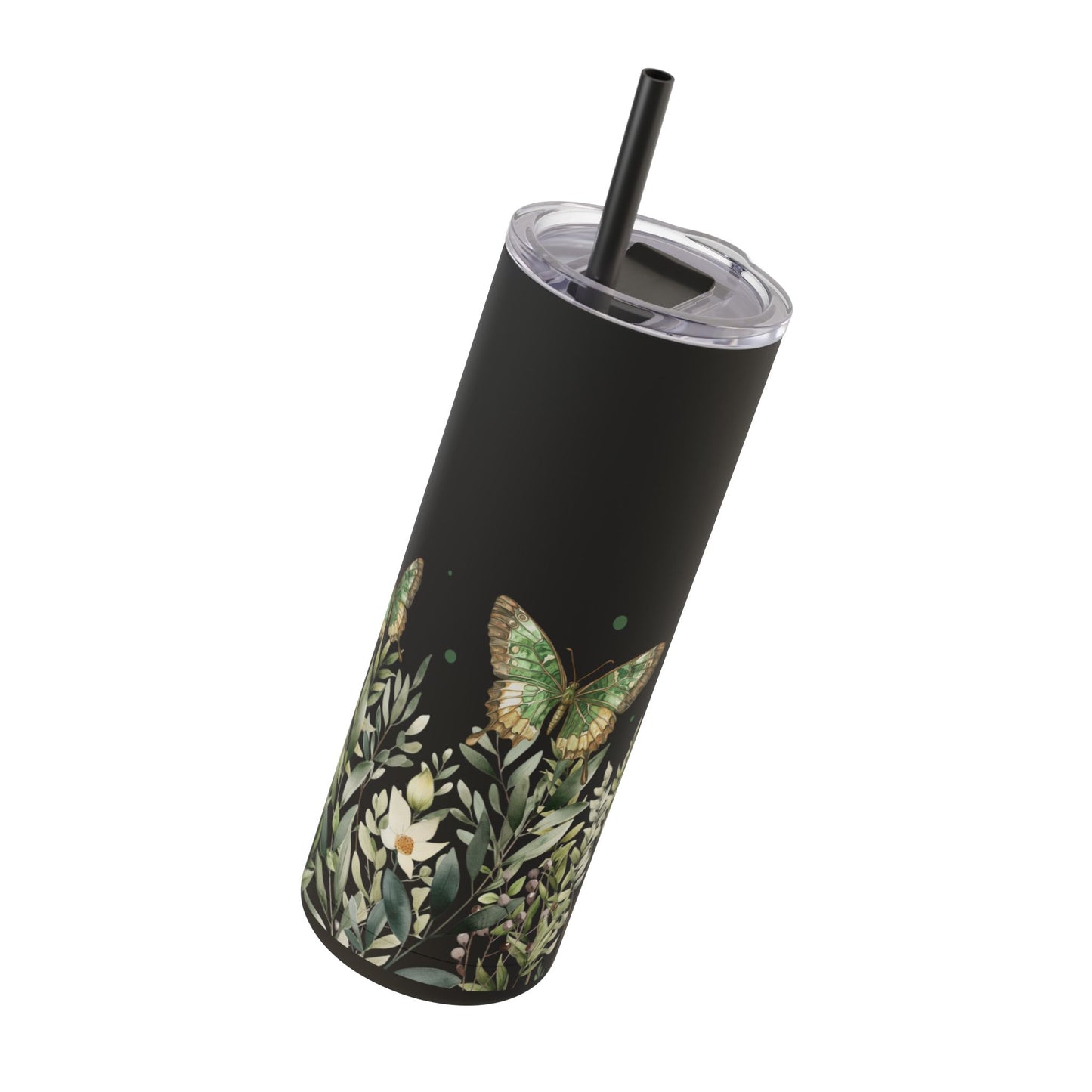 Butterfly Garden Skinny Matte Tumbler | 20oz Travel Mug for Nature Lovers