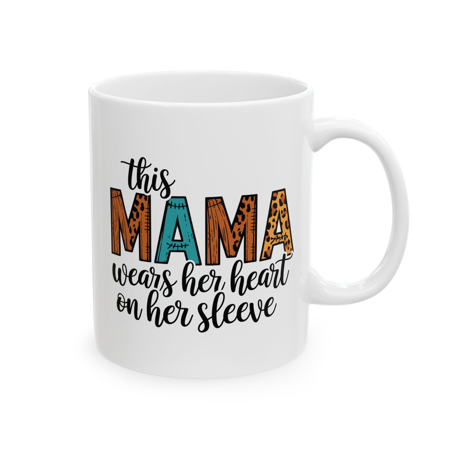 Mama Heart Ceramic Mug - Gift for Moms, 11oz & 15oz Options