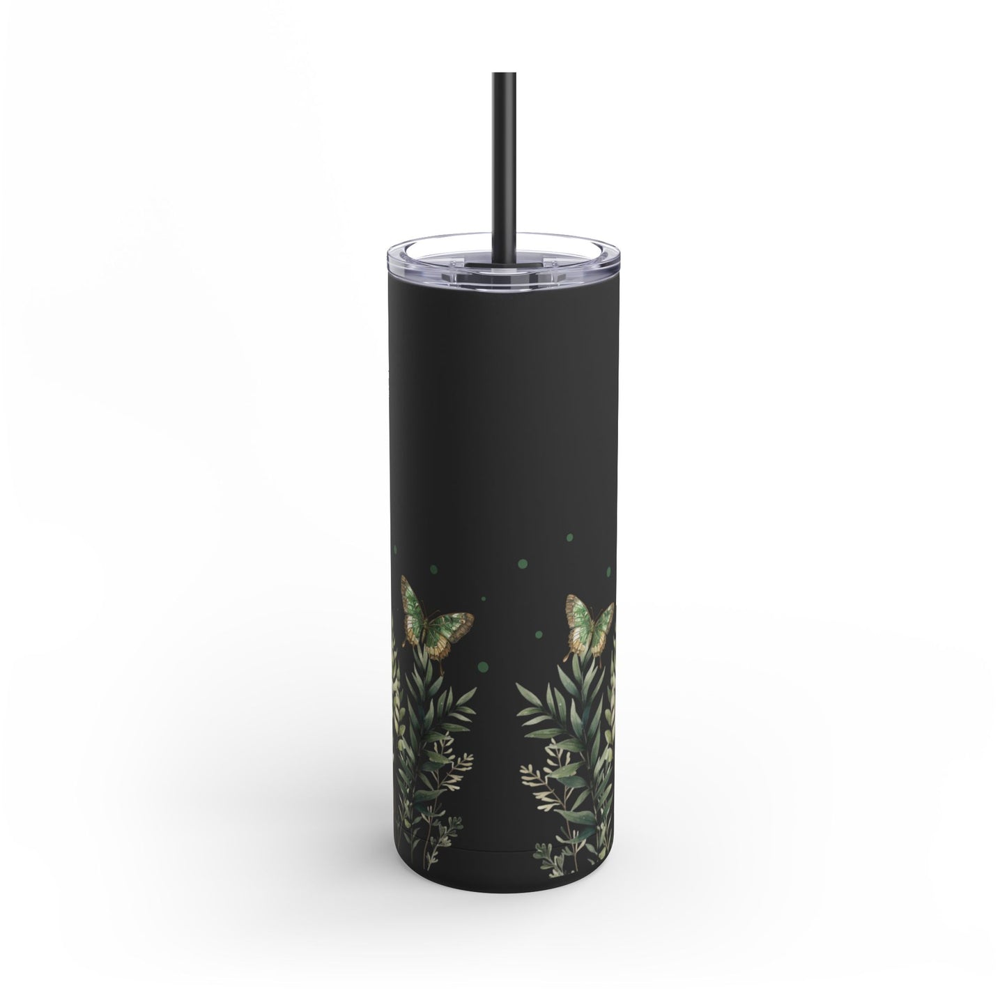 Butterfly Garden Skinny Matte Tumbler | 20oz Travel Mug for Nature Lovers