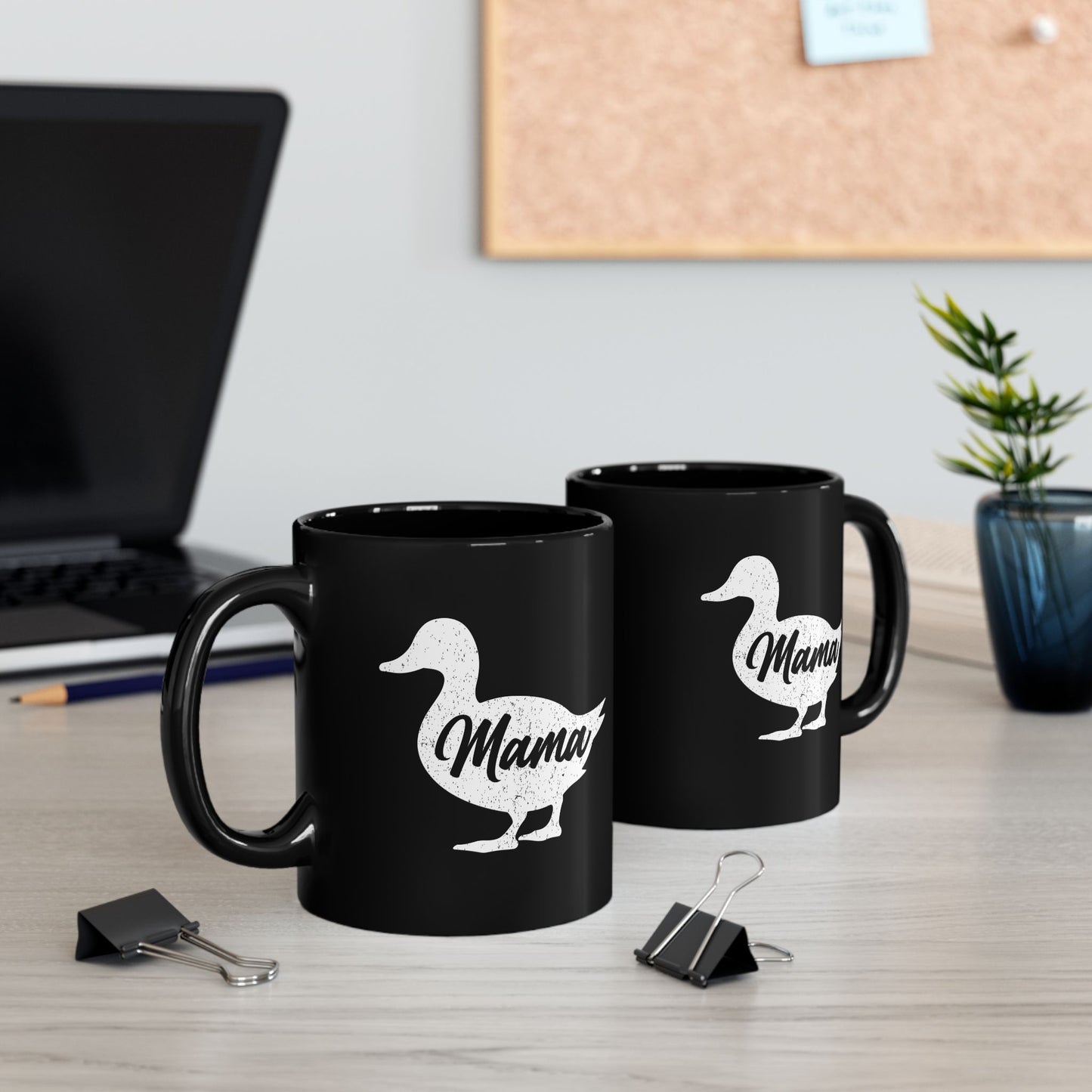 Chic Black Mug for Moms - 'Mama Duck' Design - Perfect Gift for Mother's Day & Everyday Use