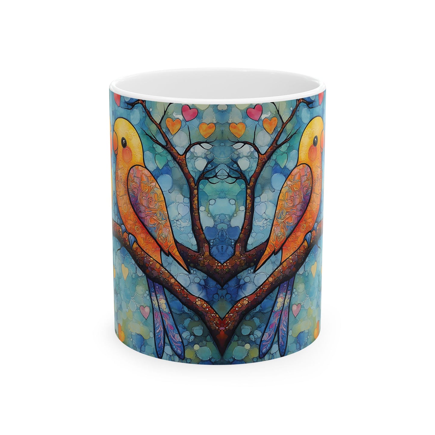 Parakeet Lovebirds Mug –  Ceramic Coffee Cup (11oz, 15oz) Bird Lover Gift