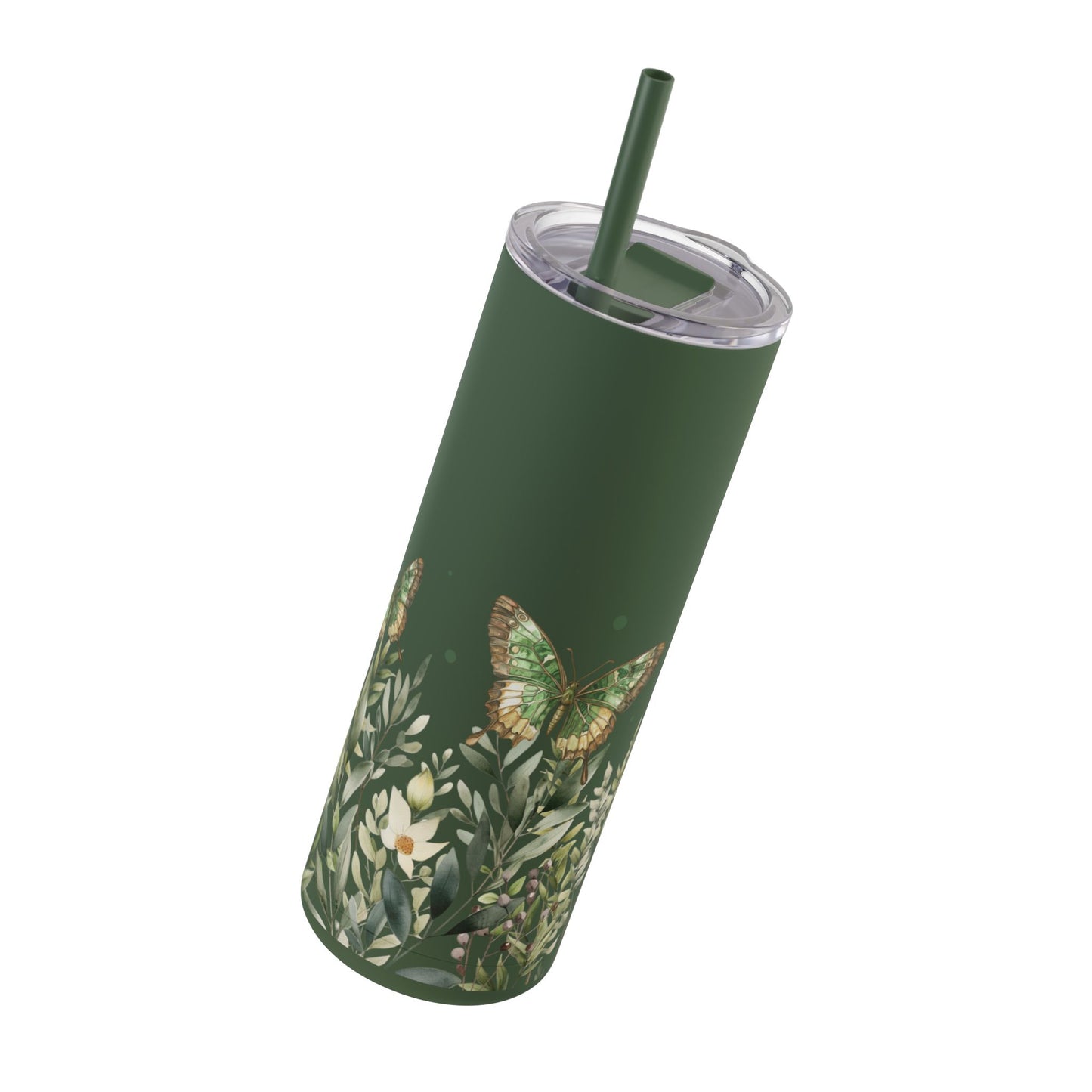 Butterfly Garden Skinny Matte Tumbler | 20oz Travel Mug for Nature Lovers