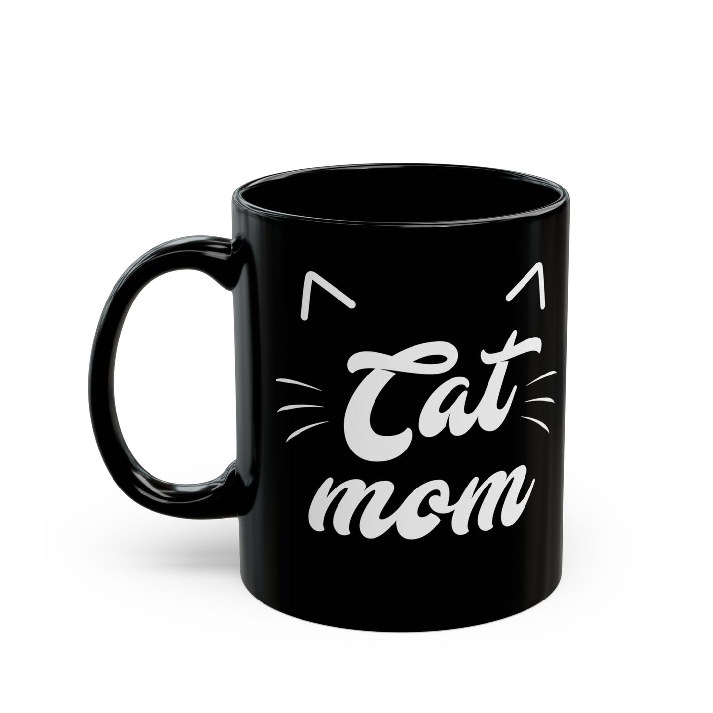 Cute Cat Mom Mug - Black Ceramic Coffee Cup