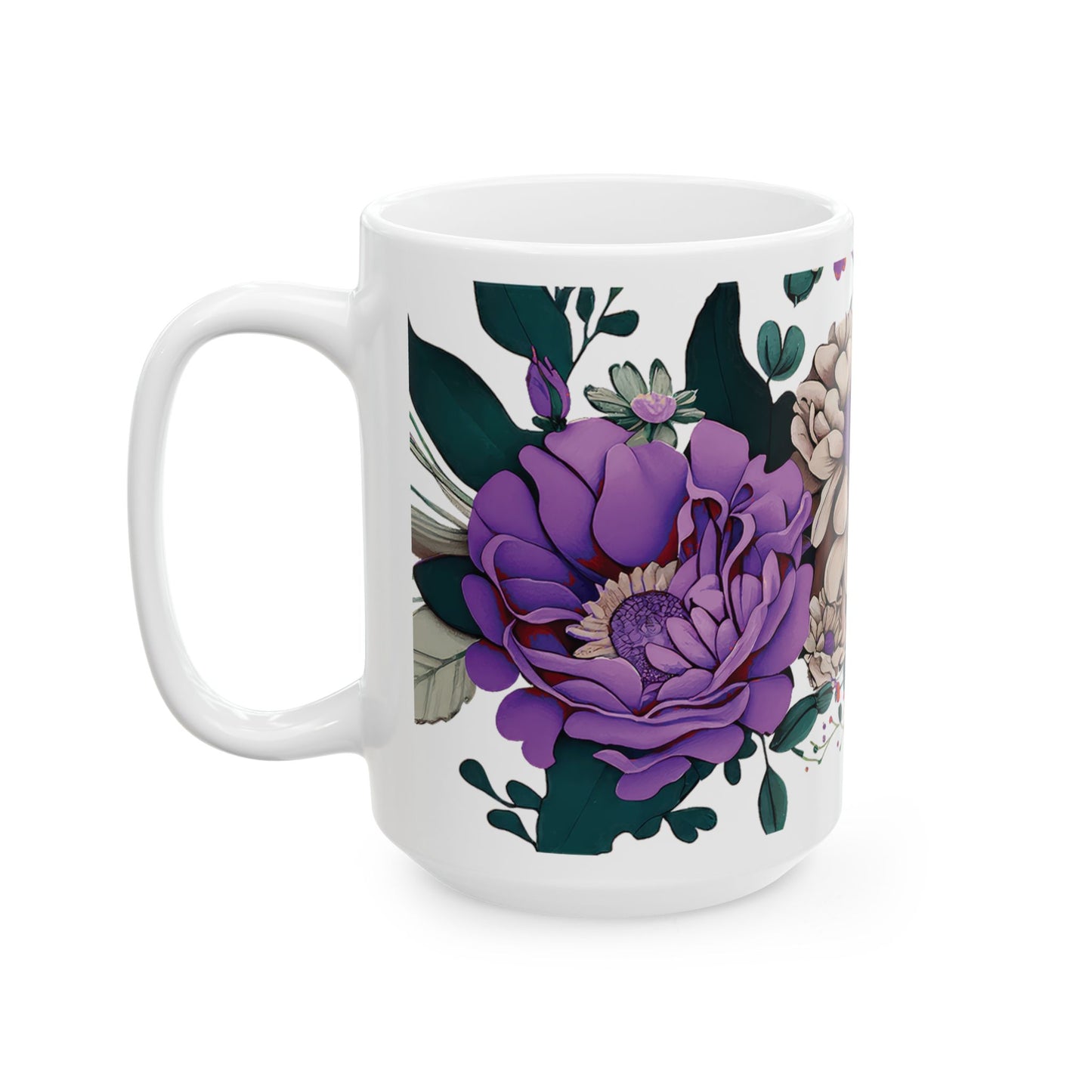 Floral Elegance Ceramic Mug - Purple Flower Design for All Occasions