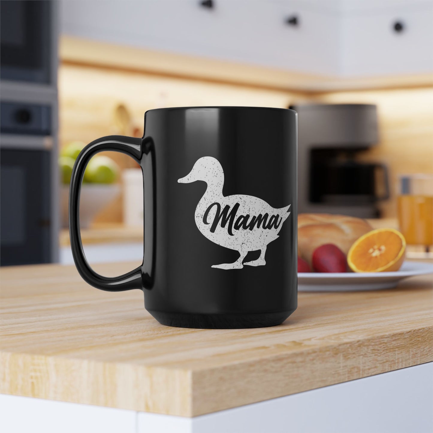 Chic Black Mug for Moms - 'Mama Duck' Design - Perfect Gift for Mother's Day & Everyday Use