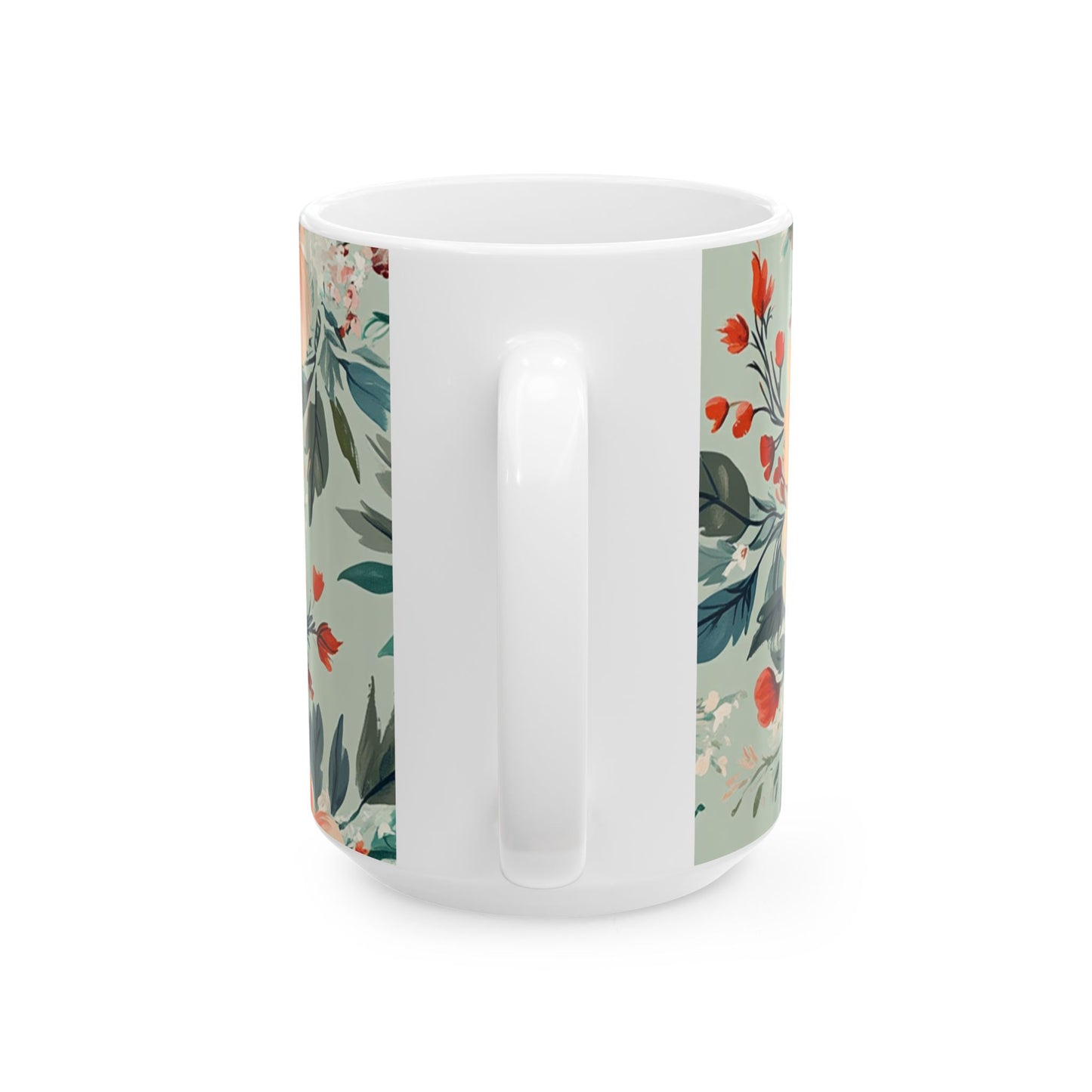 Floral Ceramic Mug - 11oz & 15oz Coffee Cup for Nature Lovers