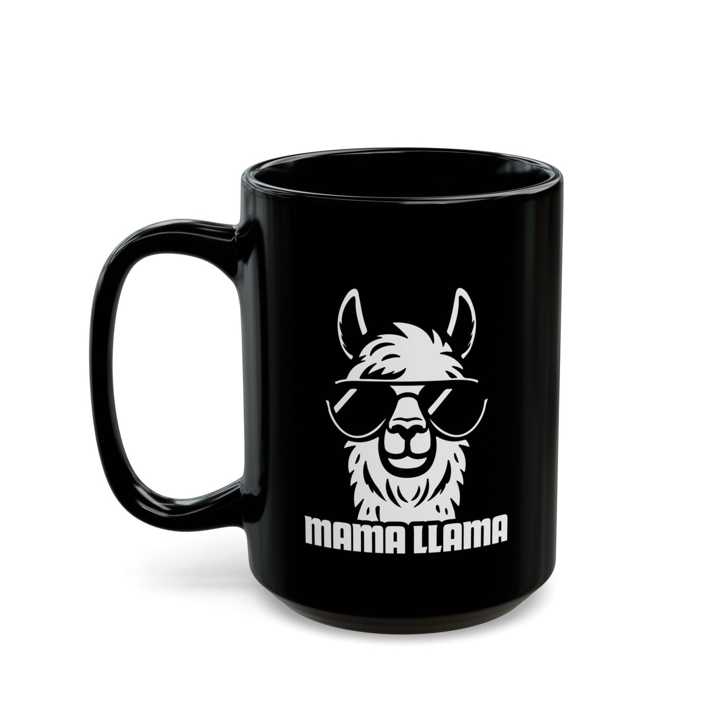 Cool Mama Llama Coffee Mug - Black Ceramic - 11oz & 15oz