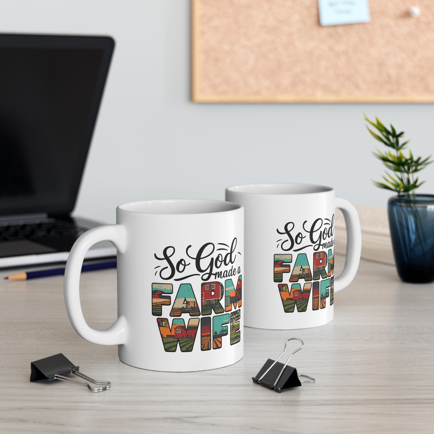 So God Made a Farm Wife, Scenery Letters Ceramic Mug