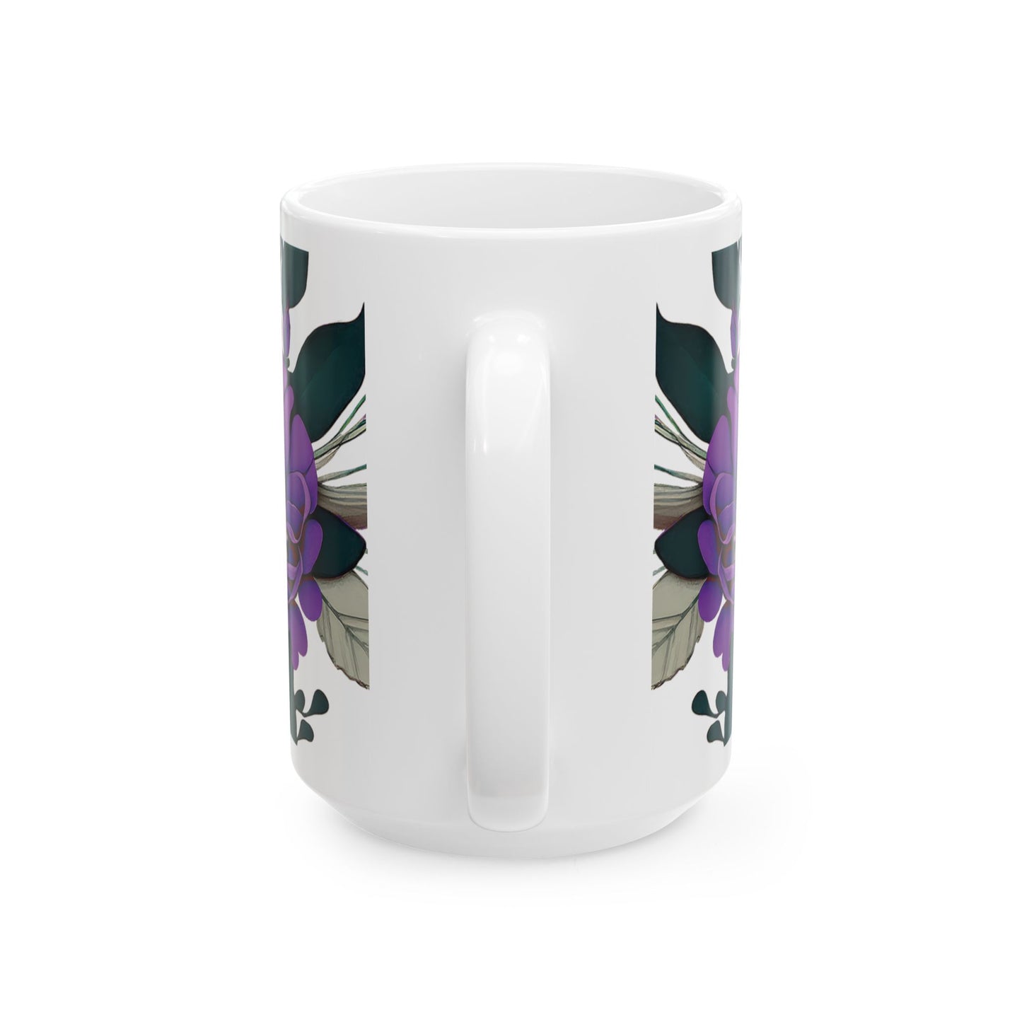 Floral Elegance Ceramic Mug - Purple Flower Design for All Occasions