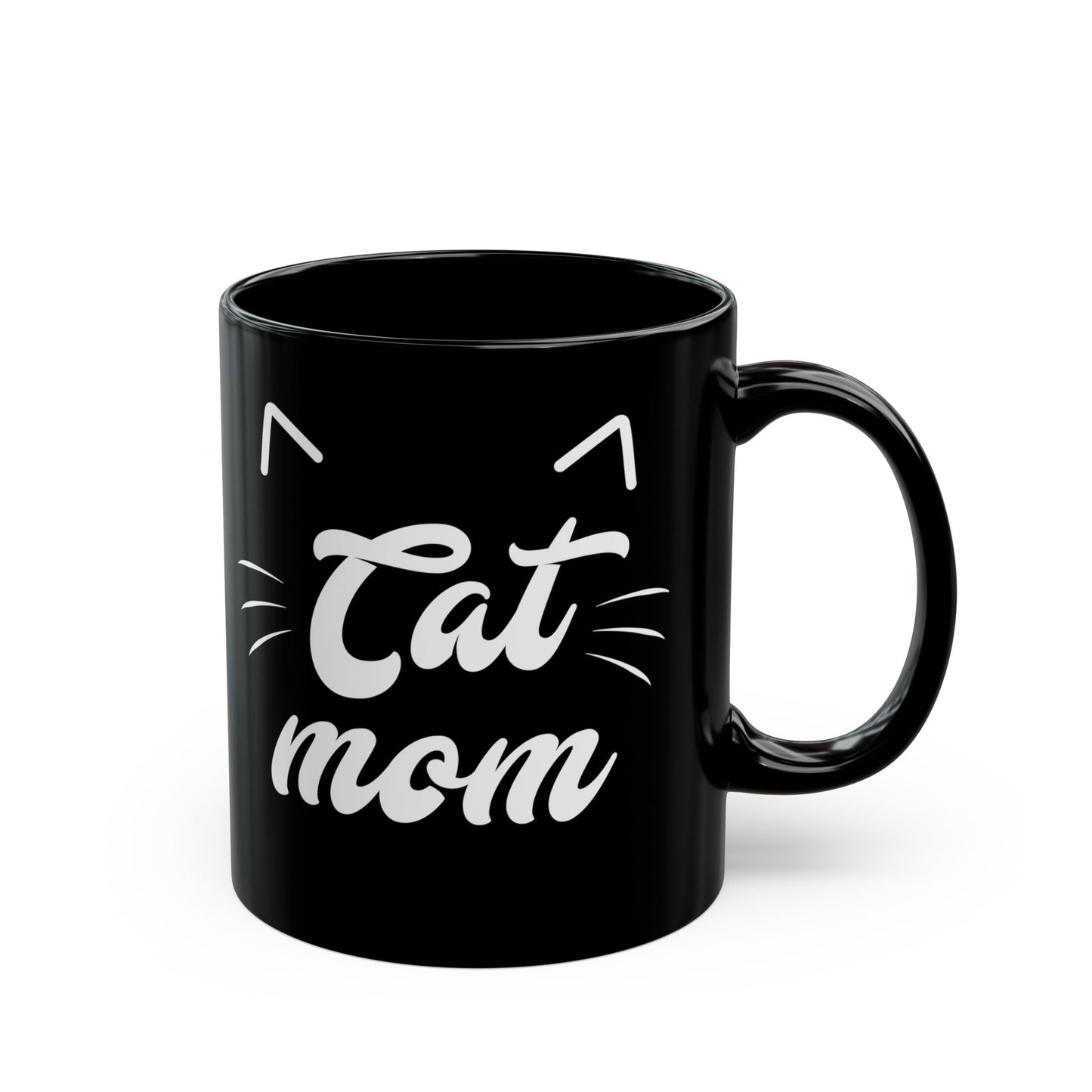 Cute Cat Mom Mug - Black Ceramic Coffee Cup