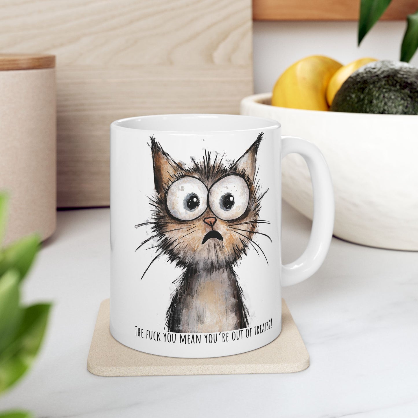 Funny Ceramic Mug - Shocked Cat The F*ck You Mean (11oz, 15oz)