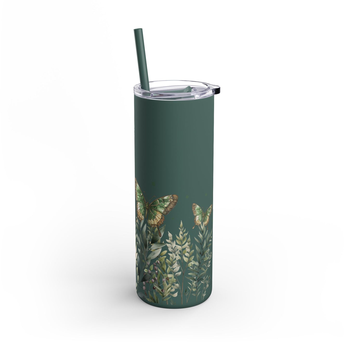 Butterfly Garden Skinny Matte Tumbler | 20oz Travel Mug for Nature Lovers