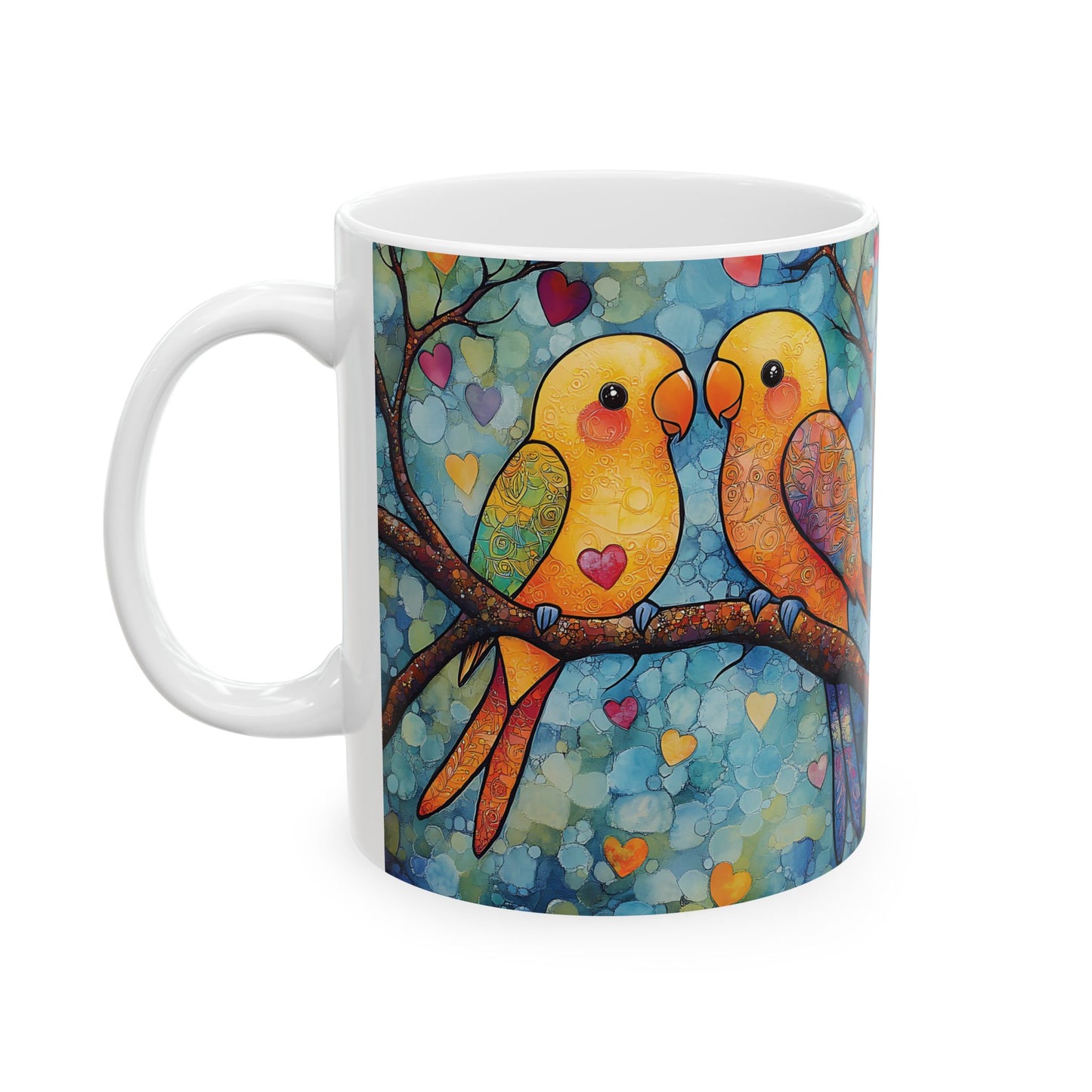 Parakeet Lovebirds Mug –  Ceramic Coffee Cup (11oz, 15oz) Bird Lover Gift