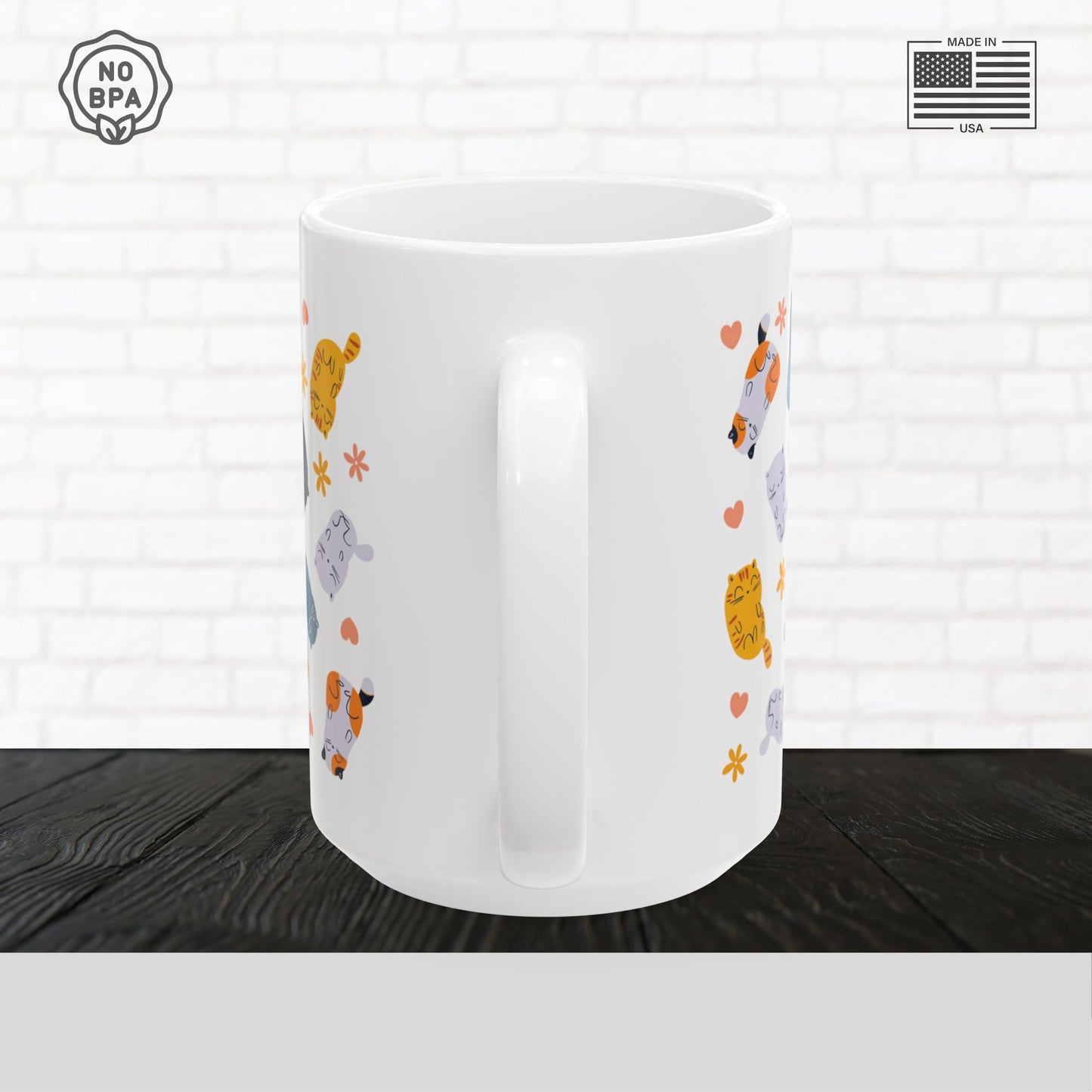 Feline Fantasia Cat Mug – Hand-Drawn Ceramic Coffee Cup (11oz, 15oz)