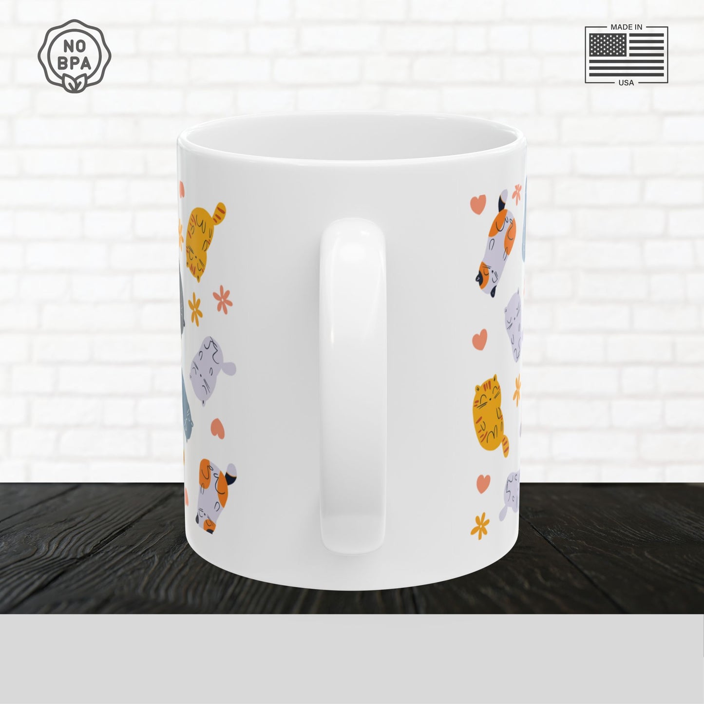 Feline Fantasia Cat Mug – Hand-Drawn Ceramic Coffee Cup (11oz, 15oz)