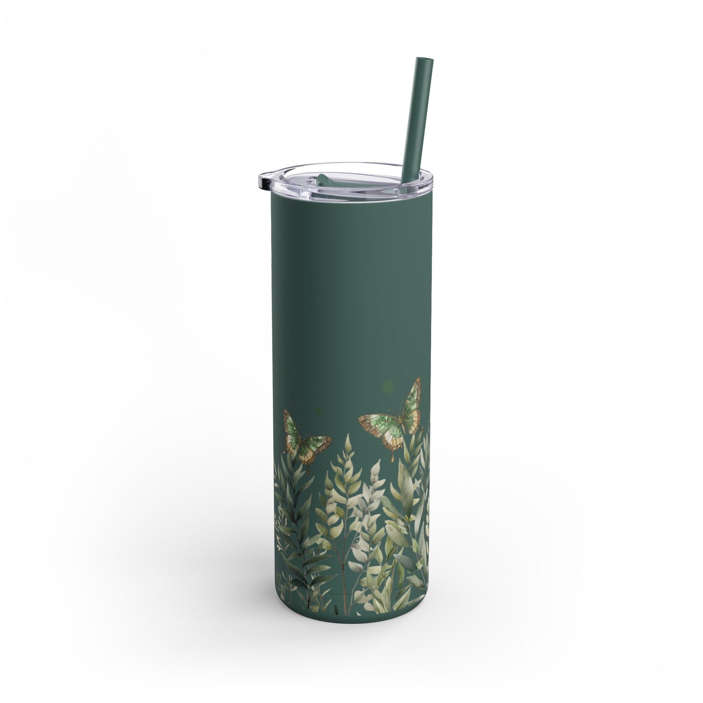 Butterfly Garden Skinny Matte Tumbler | 20oz Travel Mug for Nature Lovers