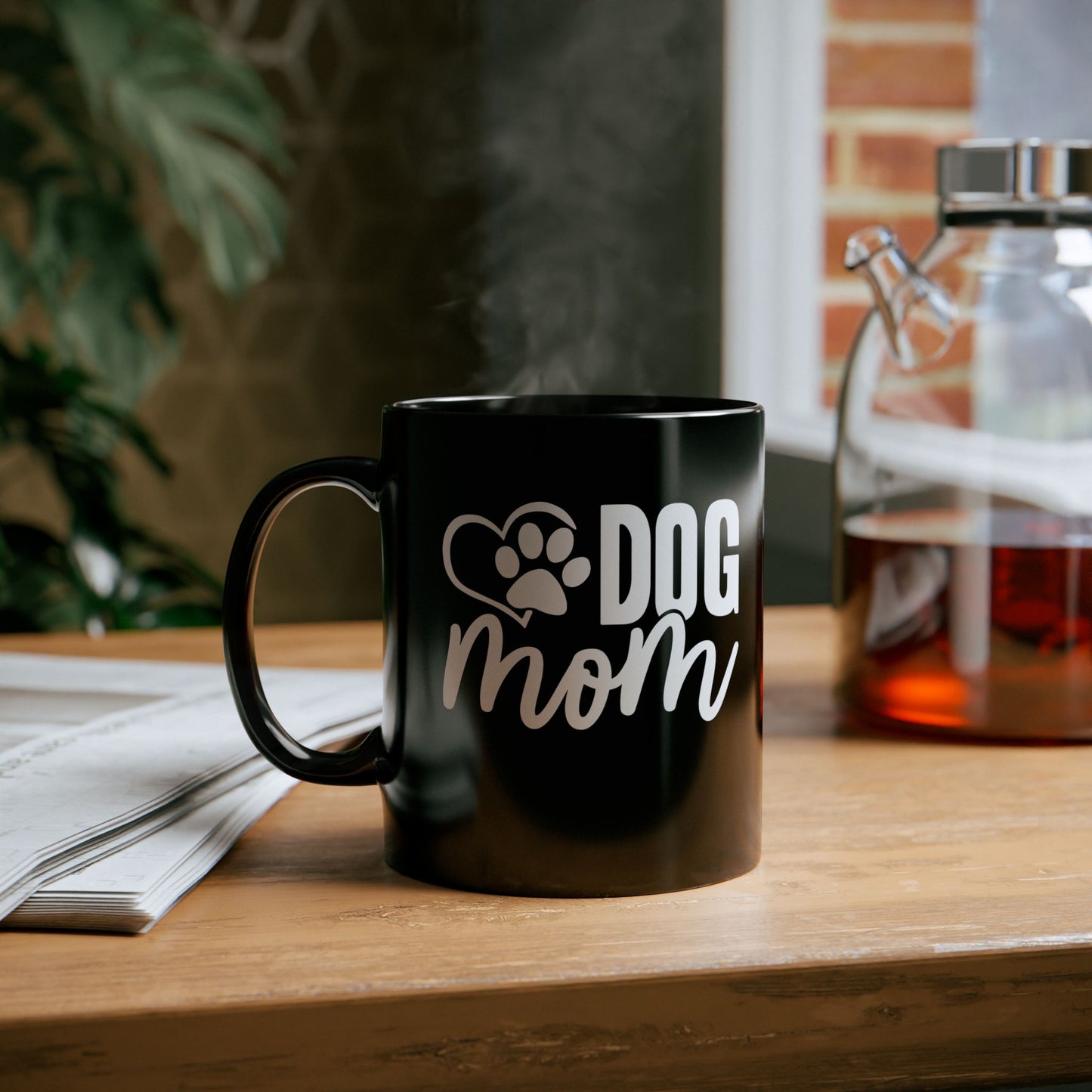 Dog Mom Black Coffee Mug - Perfect Gift for Dog Lovers