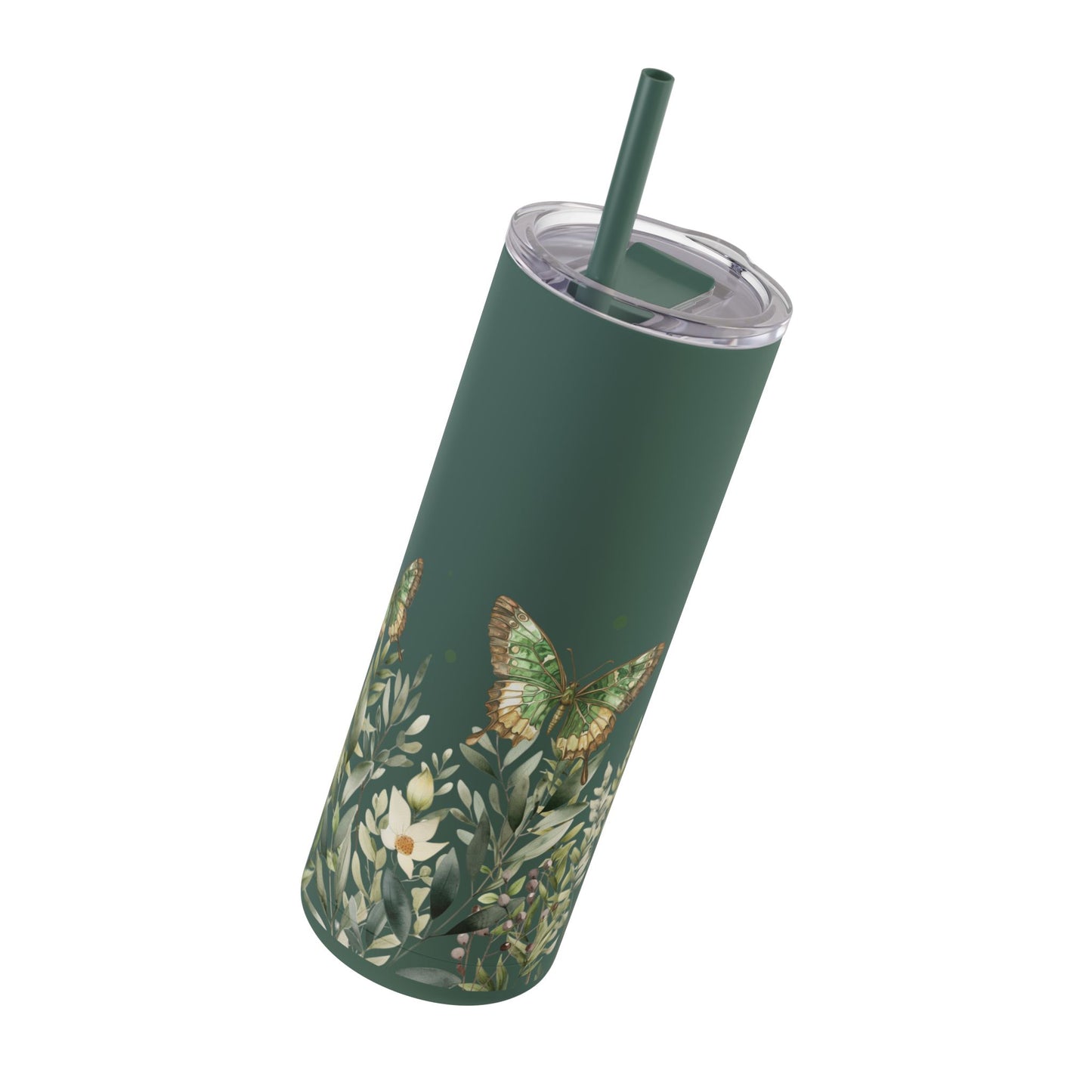 Butterfly Garden Skinny Matte Tumbler | 20oz Travel Mug for Nature Lovers