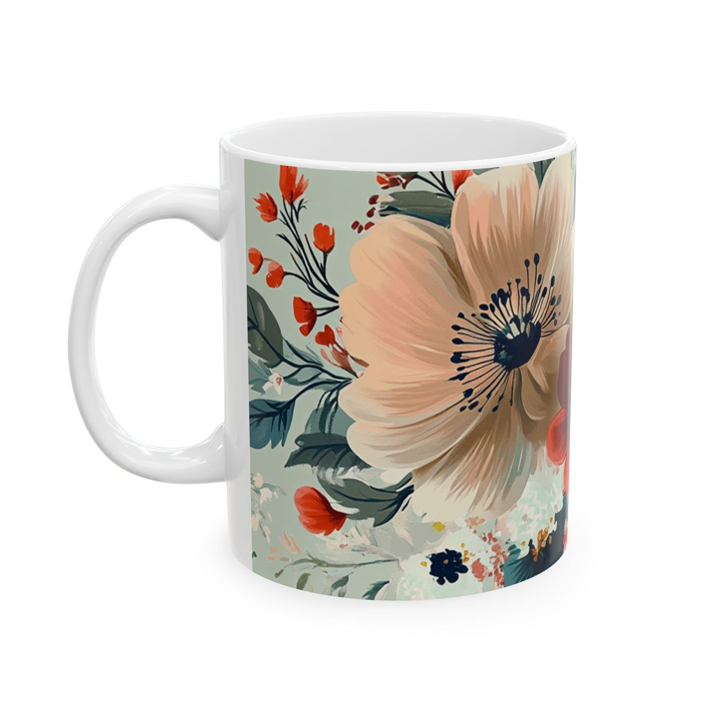 Floral Ceramic Mug - 11oz & 15oz Coffee Cup for Nature Lovers