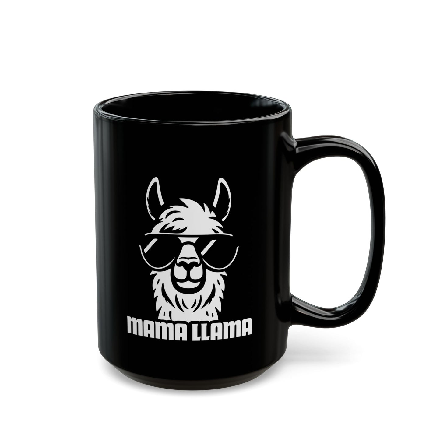 Cool Mama Llama Coffee Mug - Black Ceramic - 11oz & 15oz