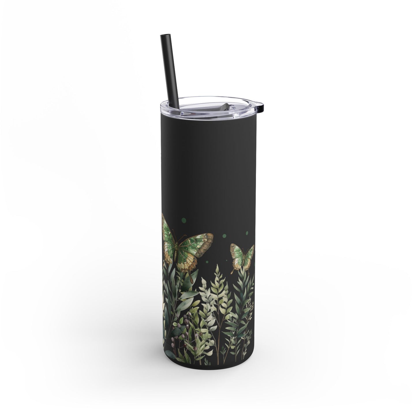 Butterfly Garden Skinny Matte Tumbler | 20oz Travel Mug for Nature Lovers