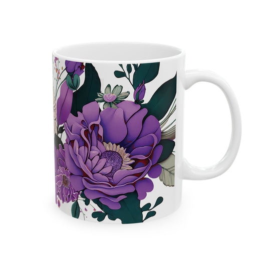 Floral Elegance Ceramic Mug - Purple Flower Design for All Occasions