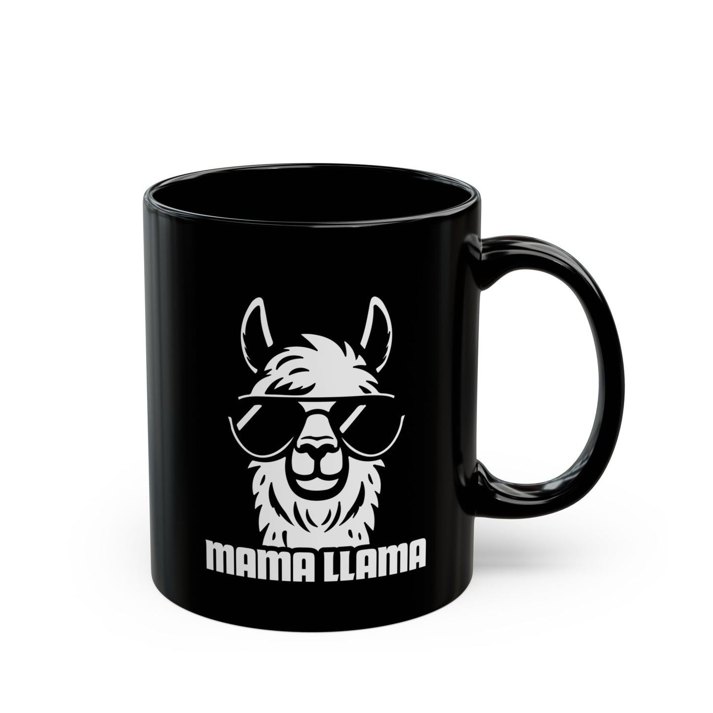 Cool Mama Llama Coffee Mug - Black Ceramic - 11oz & 15oz