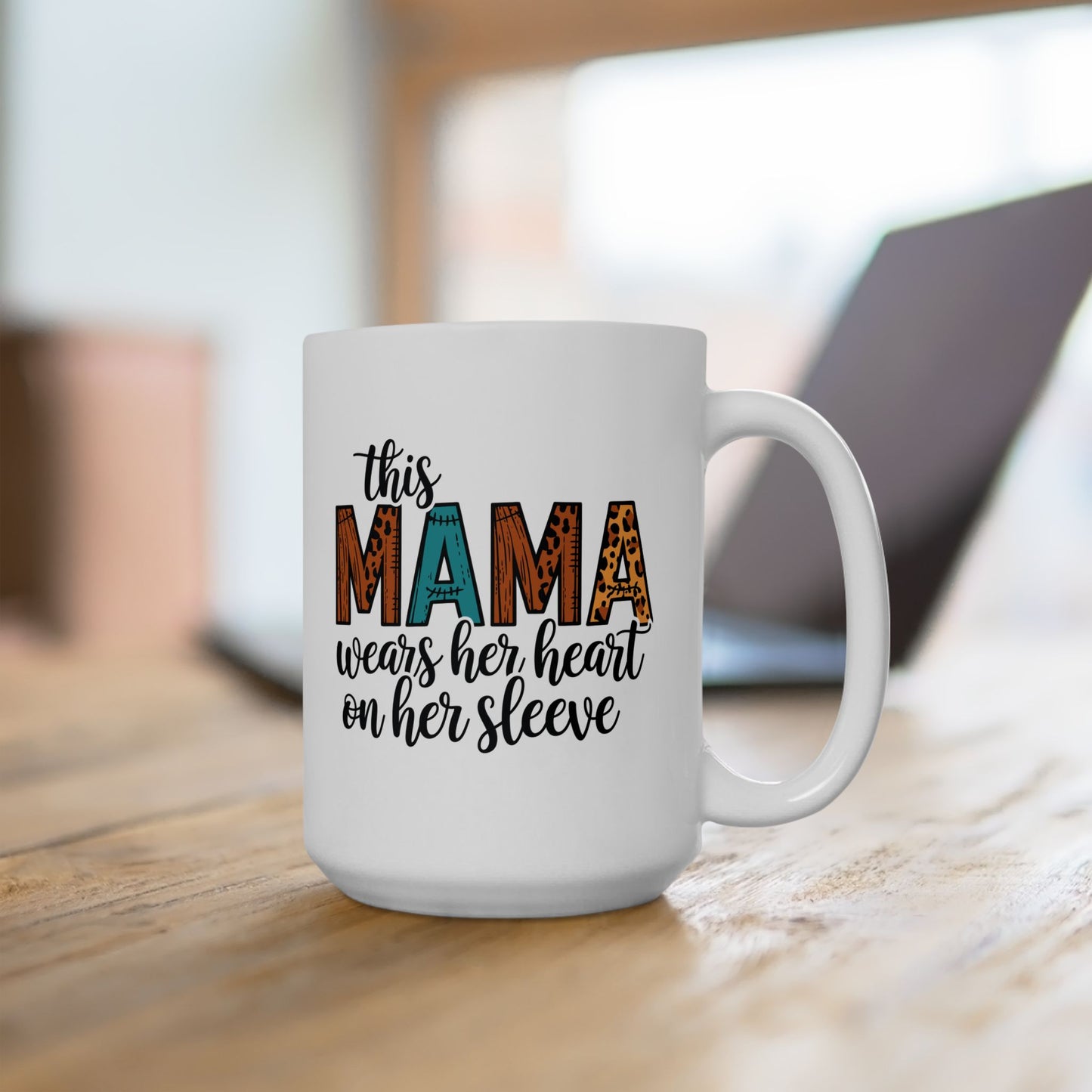 Mama Heart Ceramic Mug - Gift for Moms, 11oz & 15oz Options