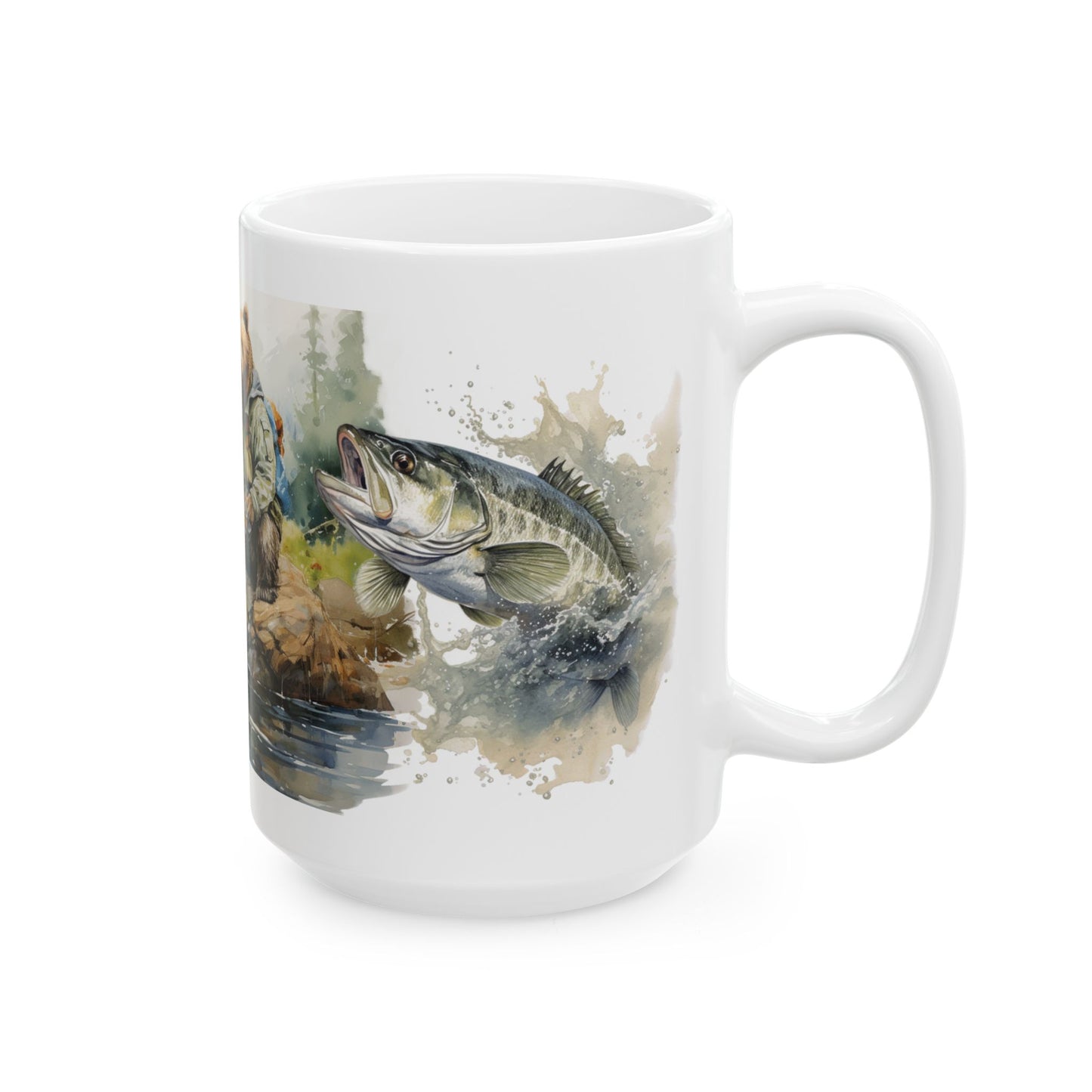 Bear Fishing Coffee Mug - Wildlife Nature Gift - Ceramic Tea Cup