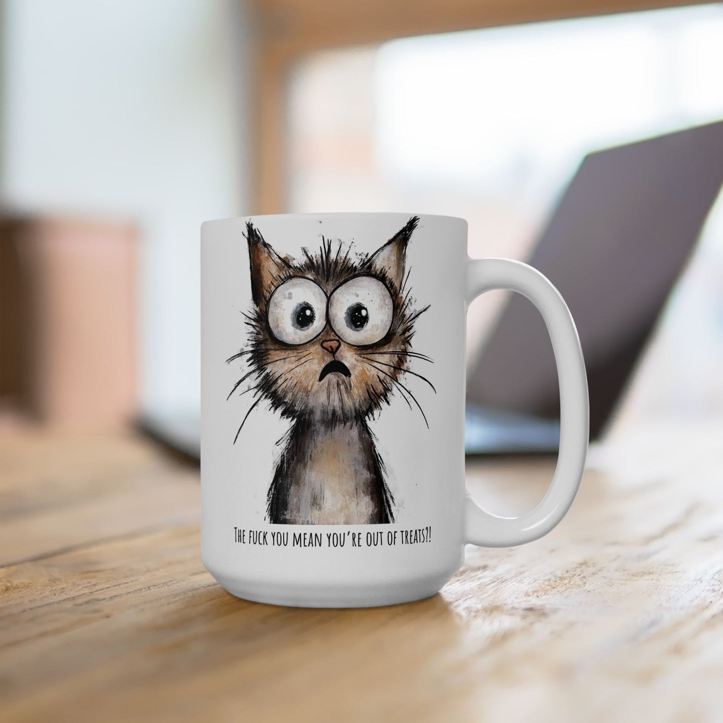 Funny Ceramic Mug - Shocked Cat The F*ck You Mean (11oz, 15oz)