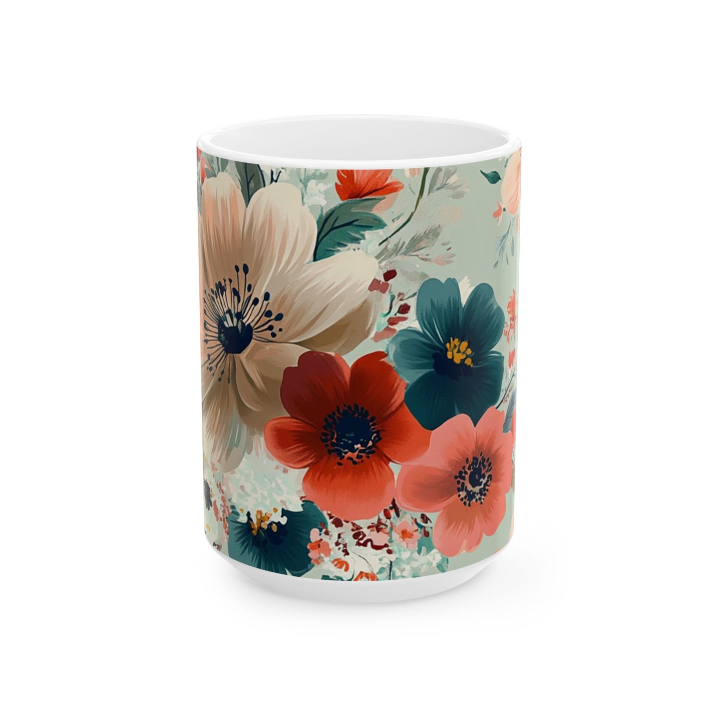 Floral Ceramic Mug - 11oz & 15oz Coffee Cup for Nature Lovers