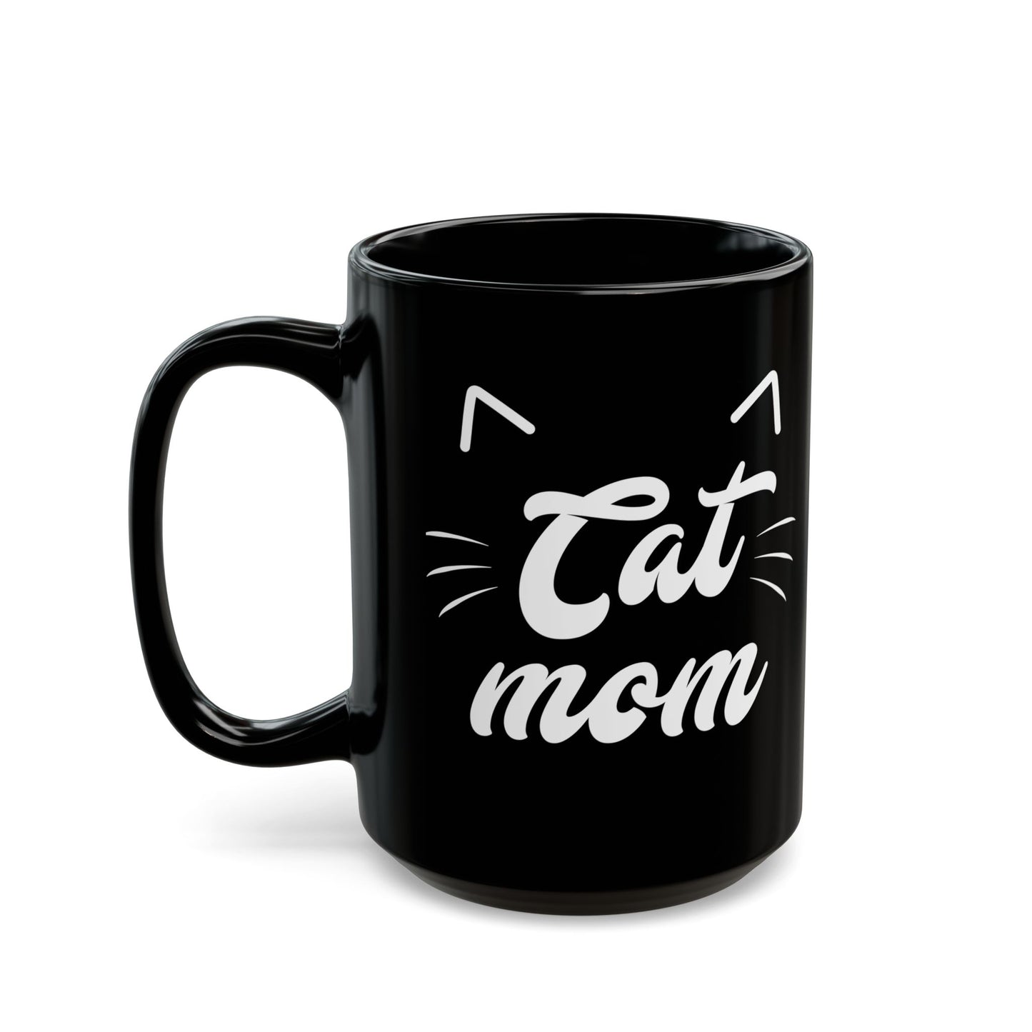 Cute Cat Mom Mug - Black Ceramic Coffee Cup