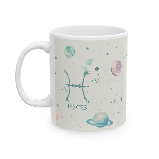 Pisces Cosmic Planet Ceramic Mug - Zodiac Birthday