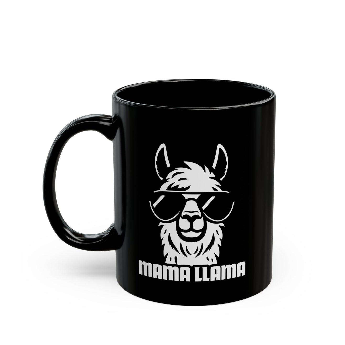 Cool Mama Llama Coffee Mug - Black Ceramic - 11oz & 15oz