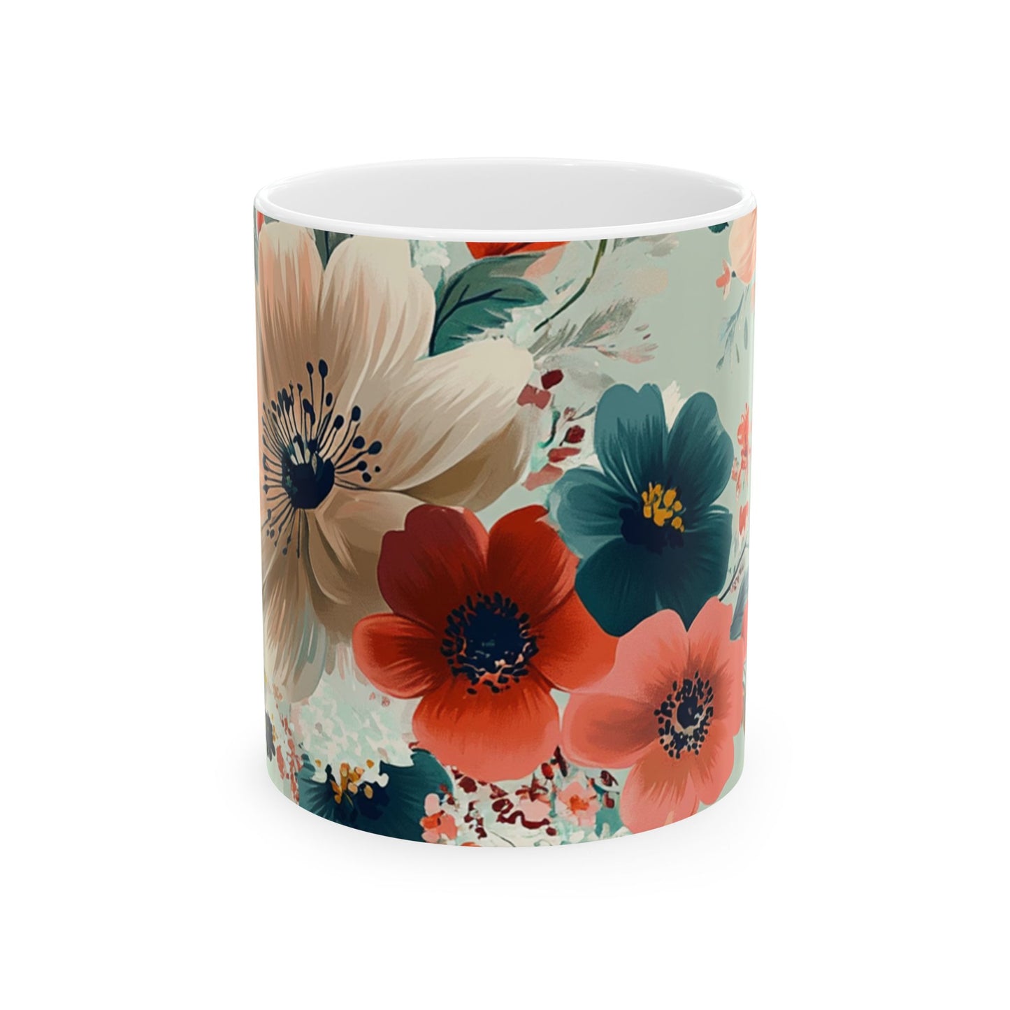 Floral Ceramic Mug - 11oz & 15oz Coffee Cup for Nature Lovers