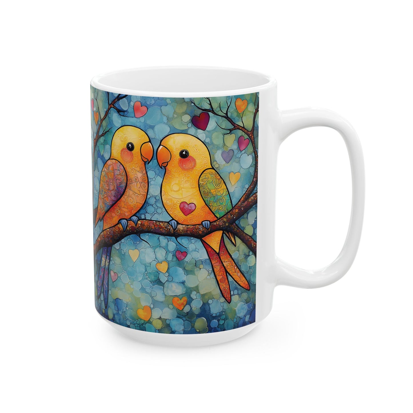 Parakeet Lovebirds Mug –  Ceramic Coffee Cup (11oz, 15oz) Bird Lover Gift