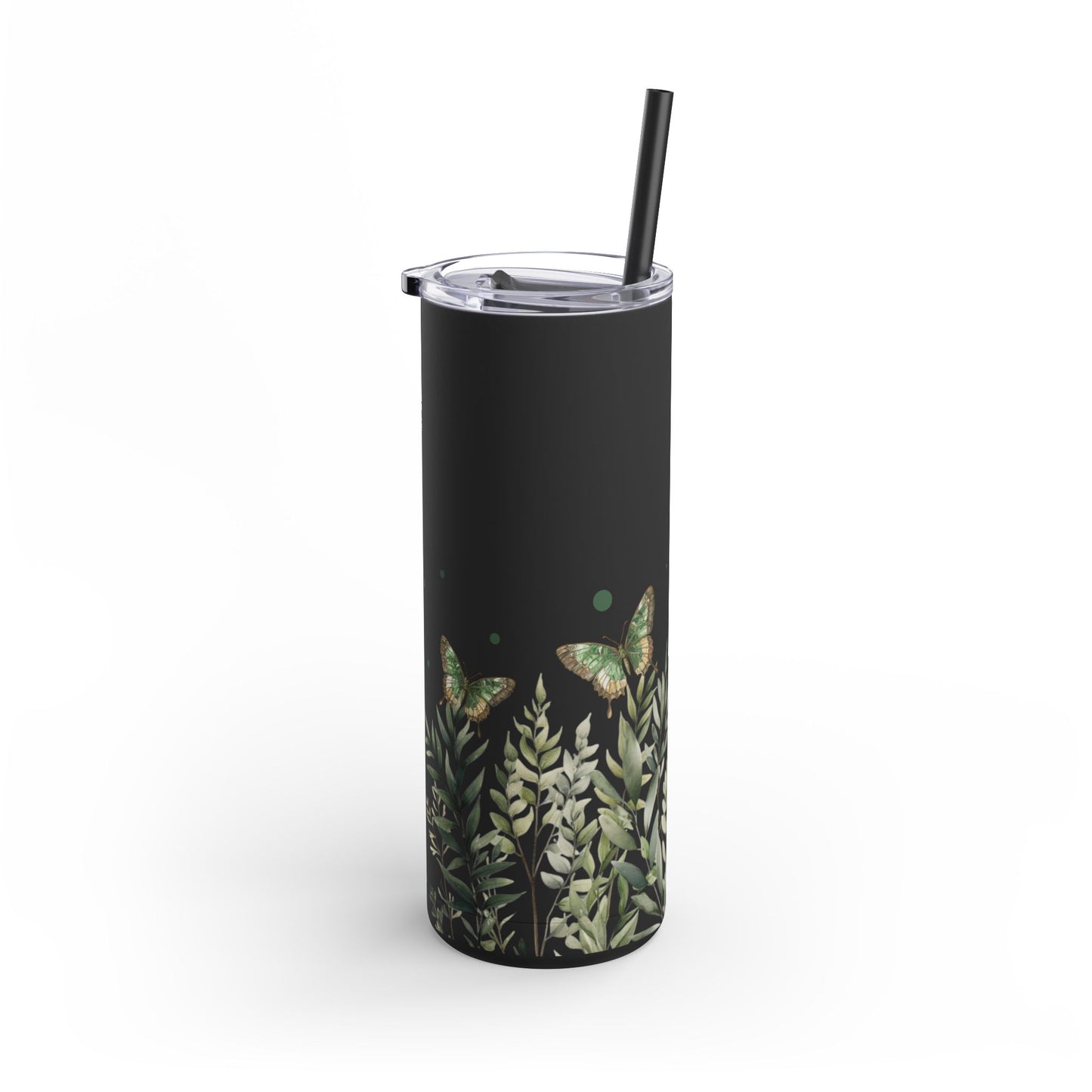 Butterfly Garden Skinny Matte Tumbler | 20oz Travel Mug for Nature Lovers