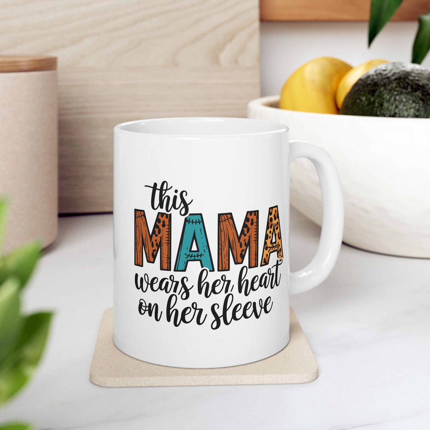 Mama Heart Ceramic Mug - Gift for Moms, 11oz & 15oz Options