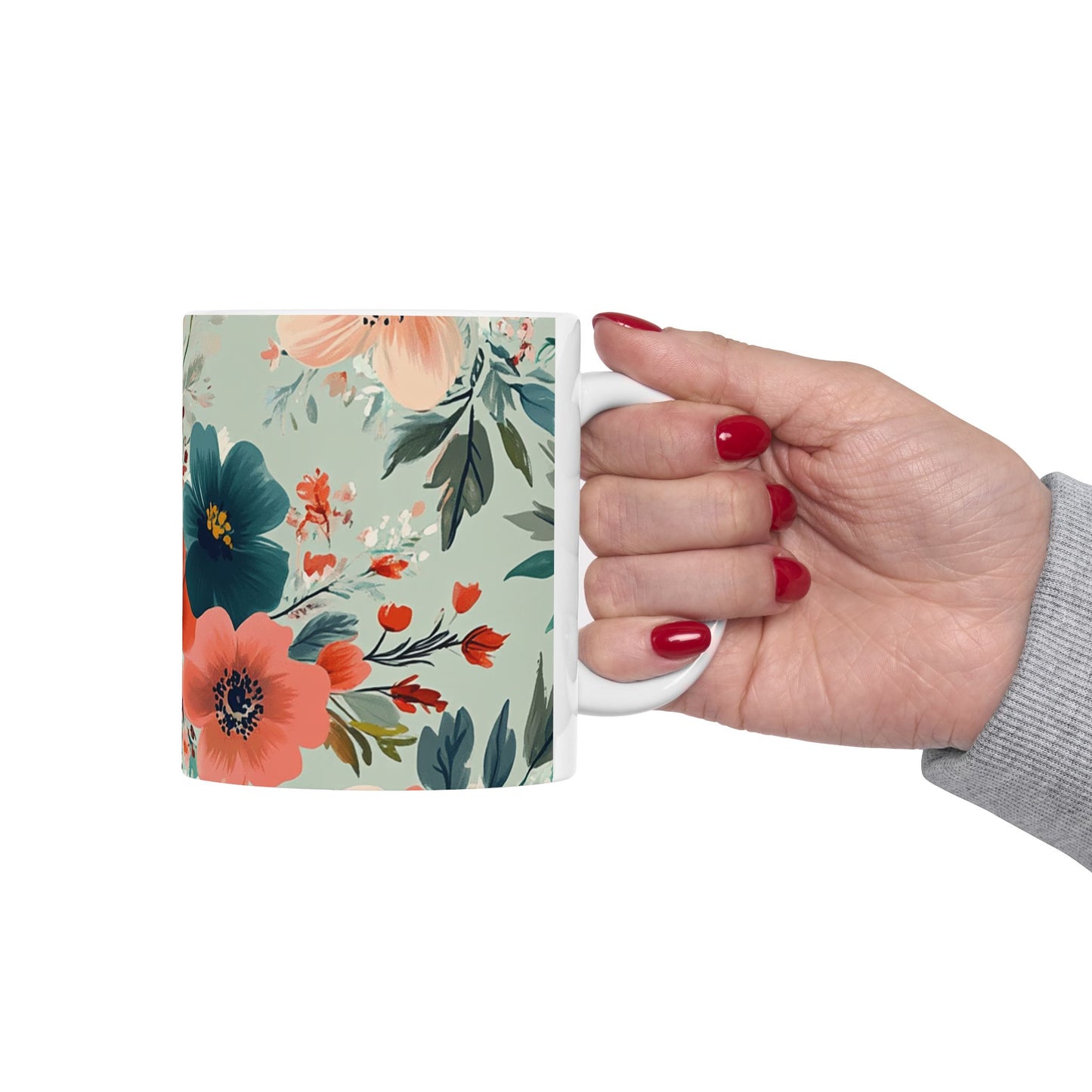 Floral Ceramic Mug - 11oz & 15oz Coffee Cup for Nature Lovers