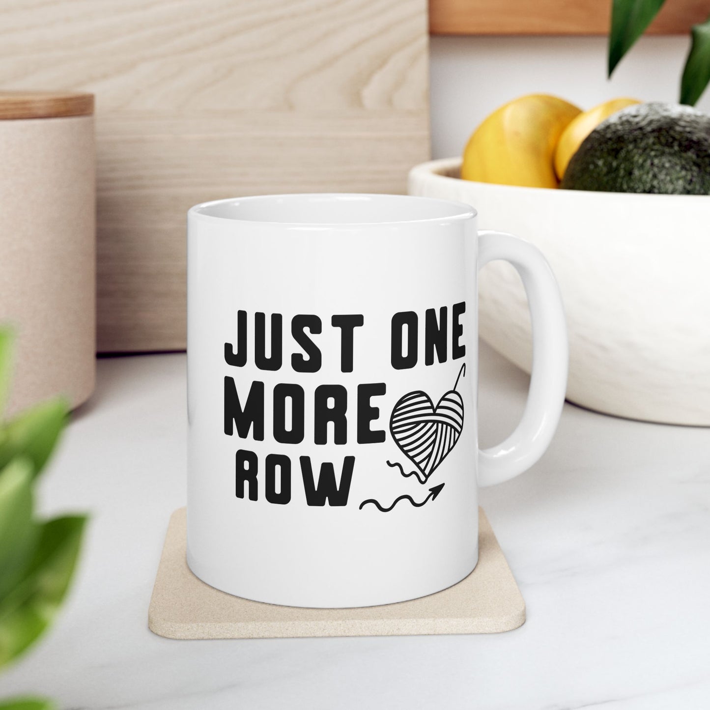 Just One More Row Crochet Ceramic Mug, (11oz, 15oz)