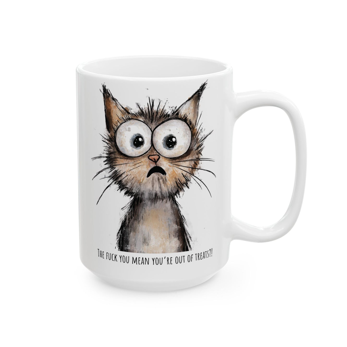 Funny Ceramic Mug - Shocked Cat The F*ck You Mean (11oz, 15oz)