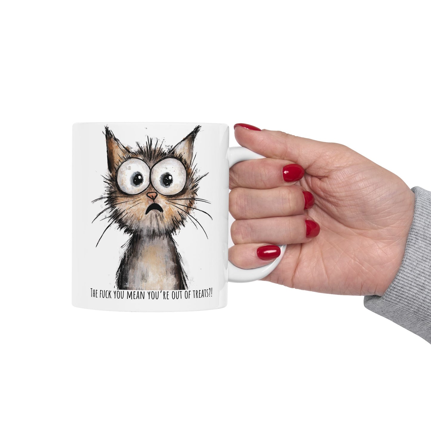 Funny Ceramic Mug - Shocked Cat The F*ck You Mean (11oz, 15oz)